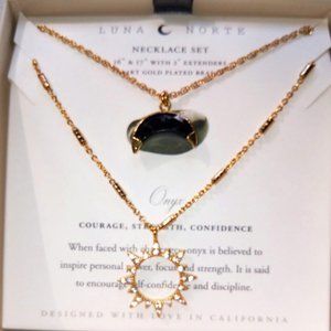 Luna Norte 14K Black Onyx Crescent Necklace Set NWT